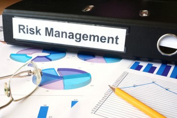 Graphs and file folder with label Risk Management.